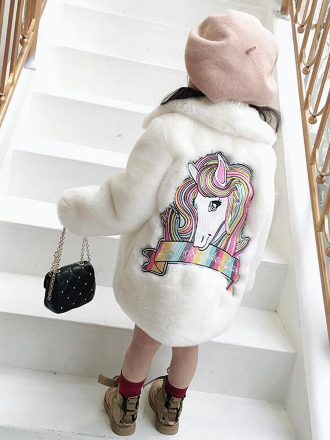 Sprinkle Magic Faux Fur Unicorn Winter Coat Mia Belle Girls