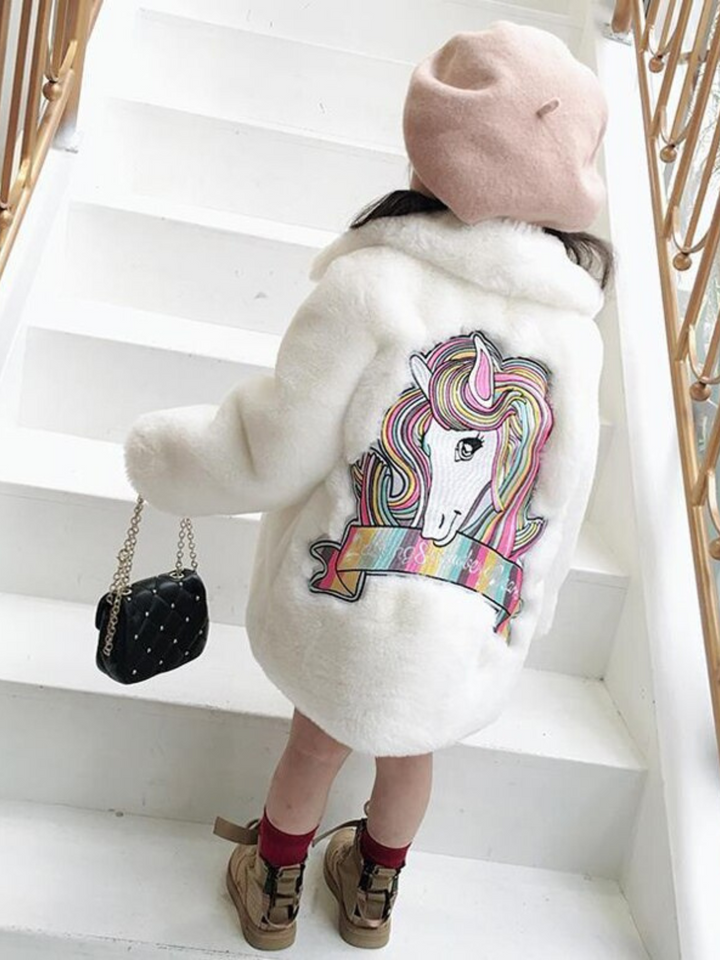 Sprinkle Magic Faux Fur Unicorn Winter Coat Mia Belle Girls