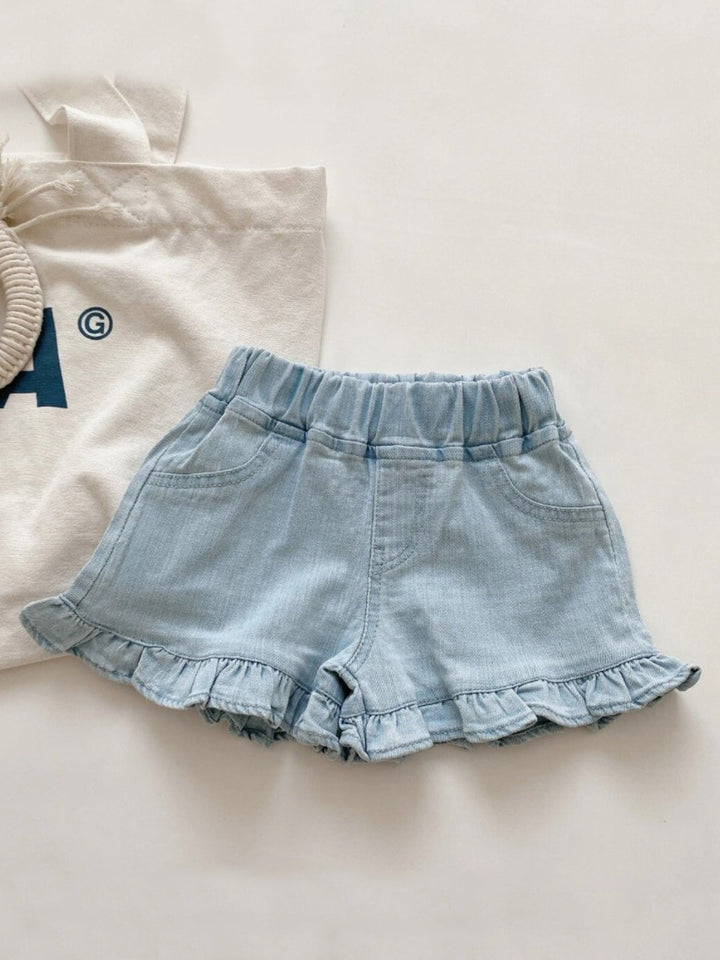 It’s A Lovely Day Ruffle Denim Shorts Mia Belle Girls