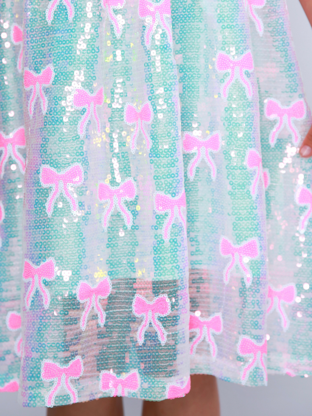 Sweet Sparkle Pink Bow Sequin Puff Sleeve Dress Mia Belle Girls