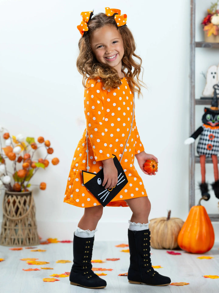 Precious Polka Dot Pocket Dress and Purse Set Mia Belle Girls