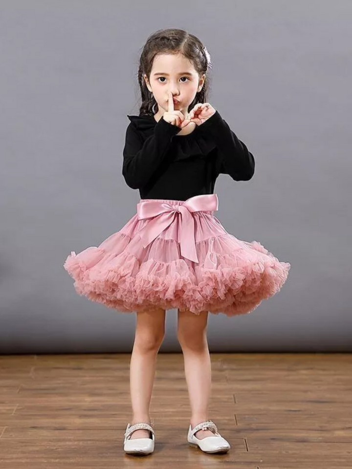Adorable Fluffy Tulle Tutu Skirt with Satin Bow Mia Belle Girls