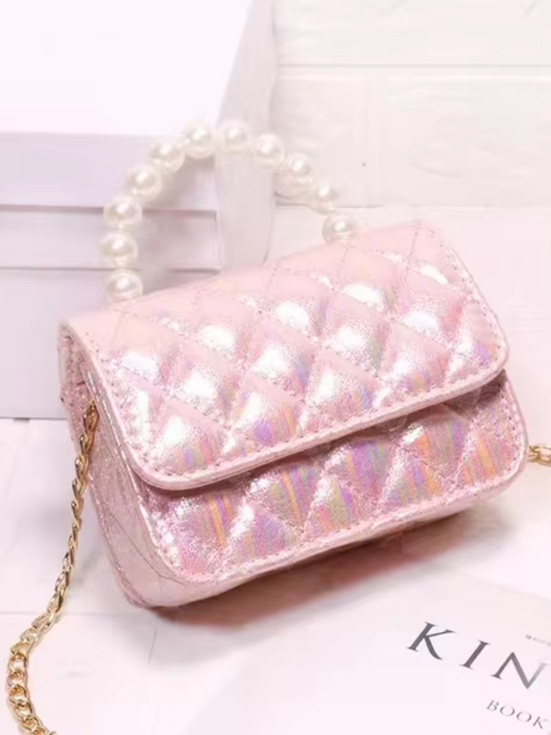 Sparkling Pearl Handle Crossbody Bag by Liv and Mia Mia Belle Girls