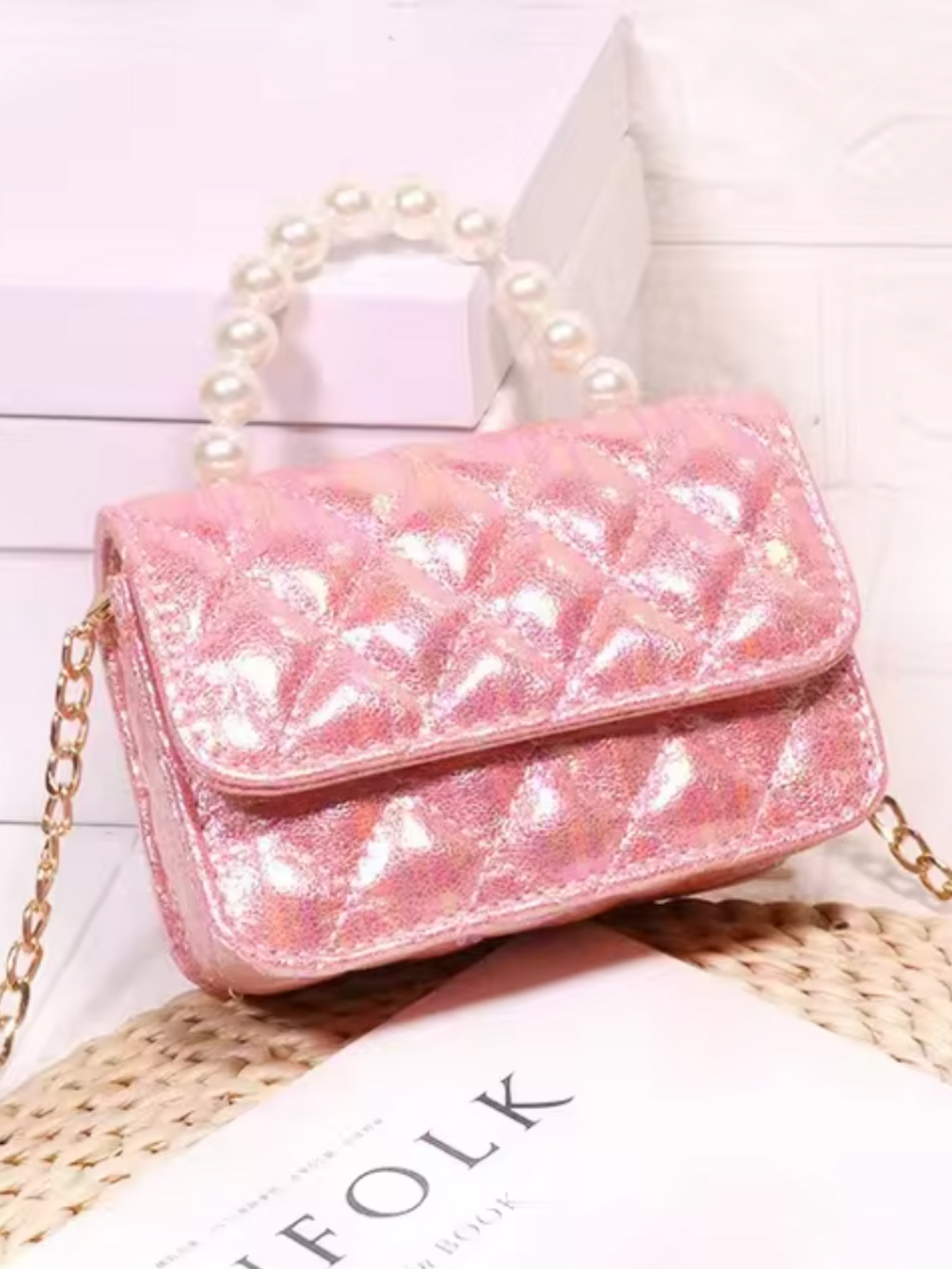 Sparkling Pearl Handle Crossbody Bag by Liv and Mia Mia Belle Girls