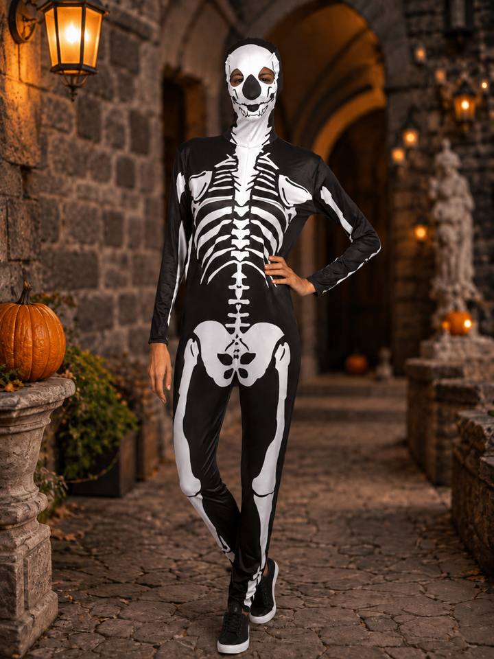 Adult Unisex Skeleton Full Bodysuit Costume