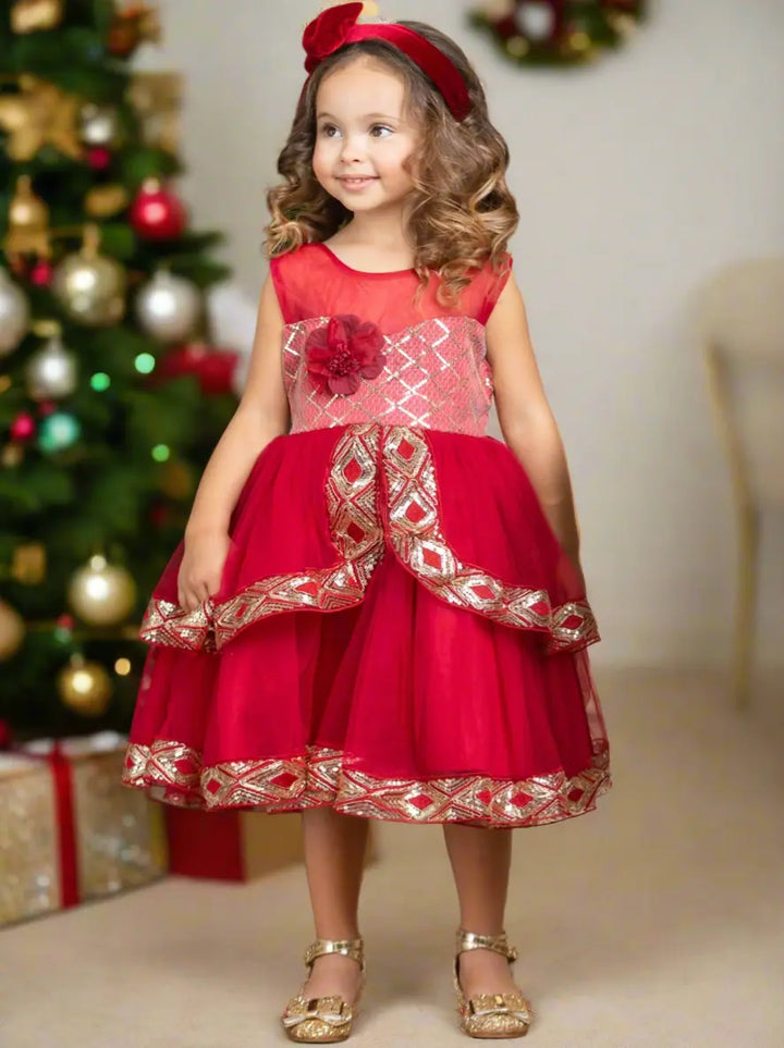 Made To Sparkle Embroidered Tulle Holiday Dress Mia Belle Girls