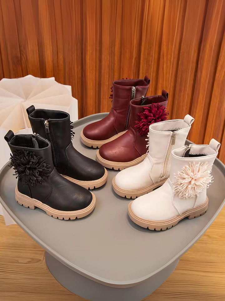 Girls Cute Non-slip Boots with Flower and Side Zipper By Liv and Mia Mia Belle Girls