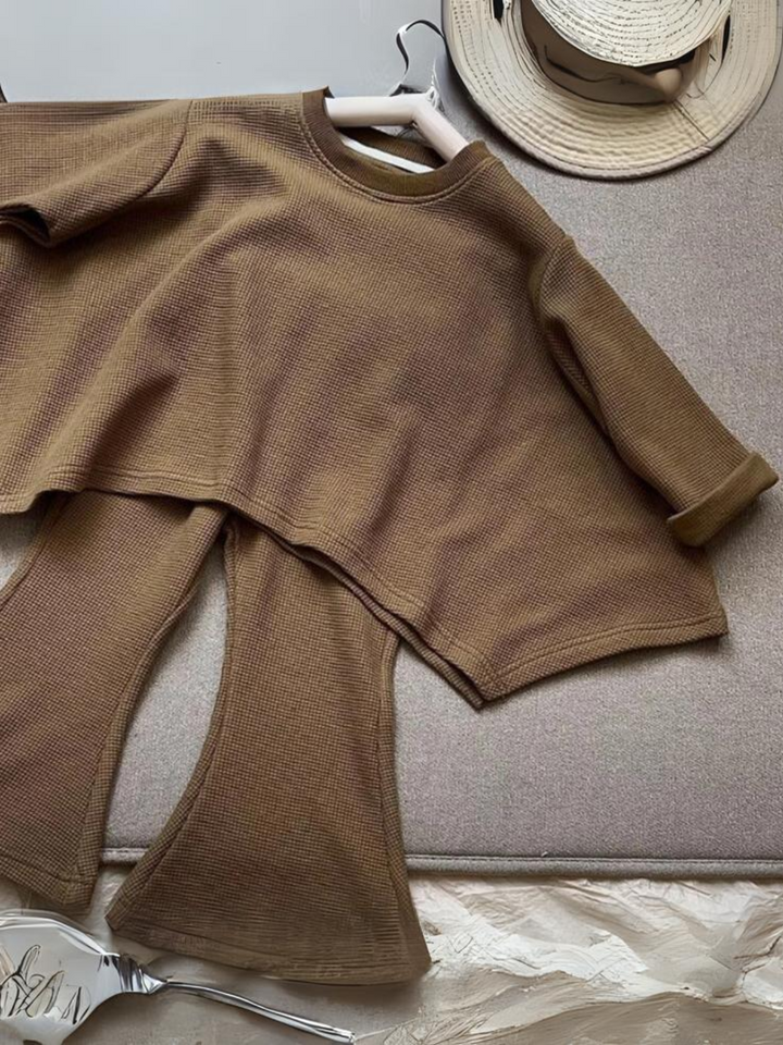 Mia Belle Girls Brown Flare Pants Set | Cute Winter Outfits