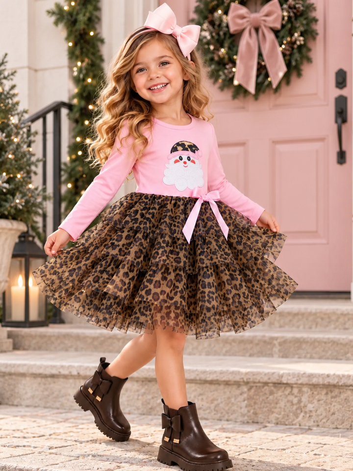 Chic For Santa Leopard Print Tutu Dress