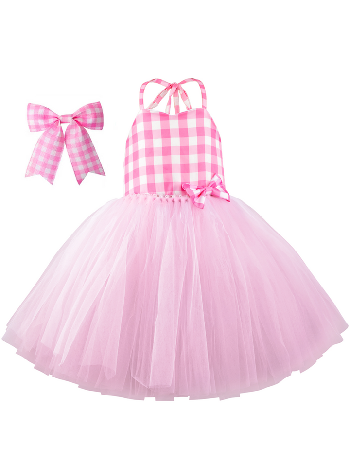 Mia Belle Girls Pink Gingham Barbie Inspired Tutu Halloween Costume