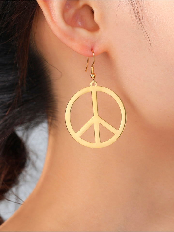Gold Peace Sign Earrings