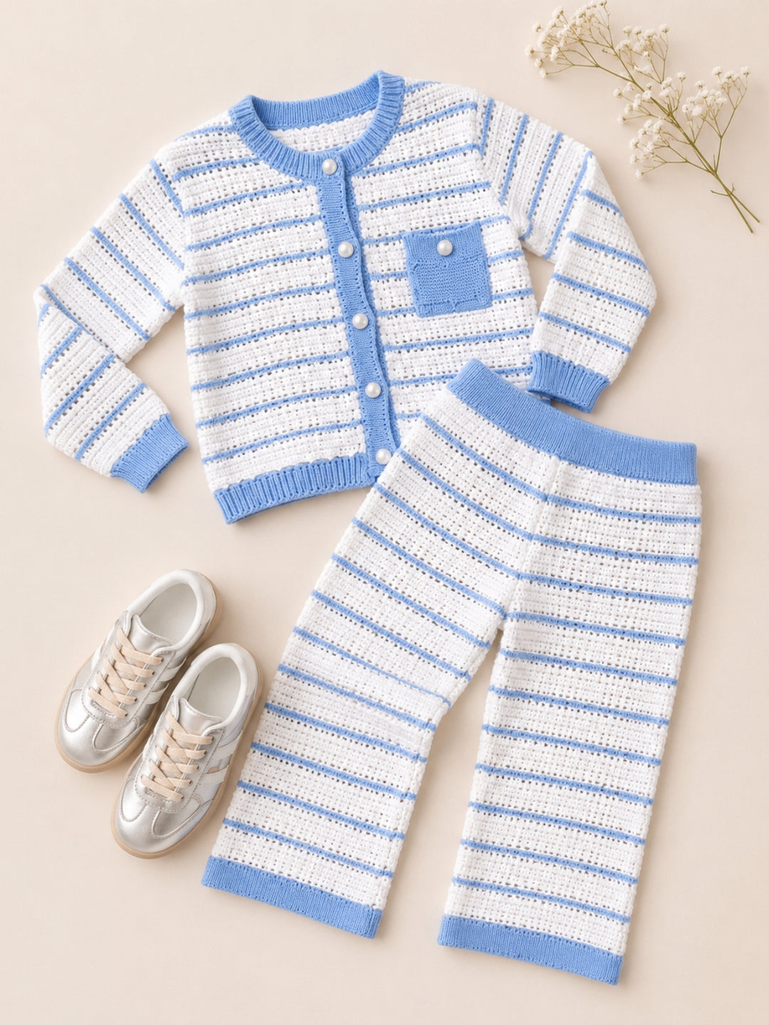 Blue Skies Stripe Knit Top and Pant Set