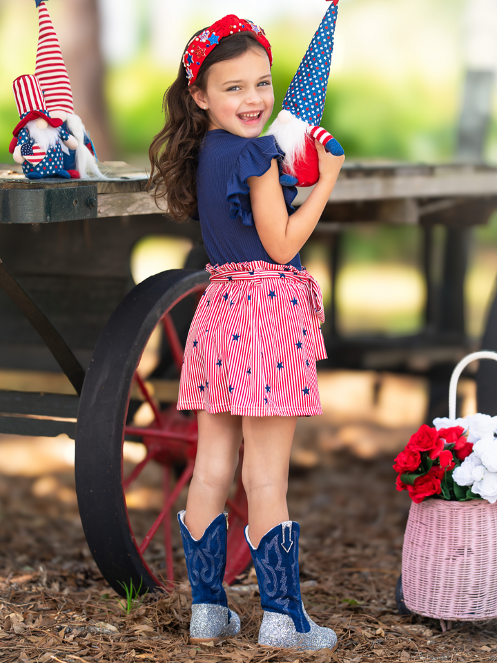 All-American Star Spangled Flutter Top and Skirt Set