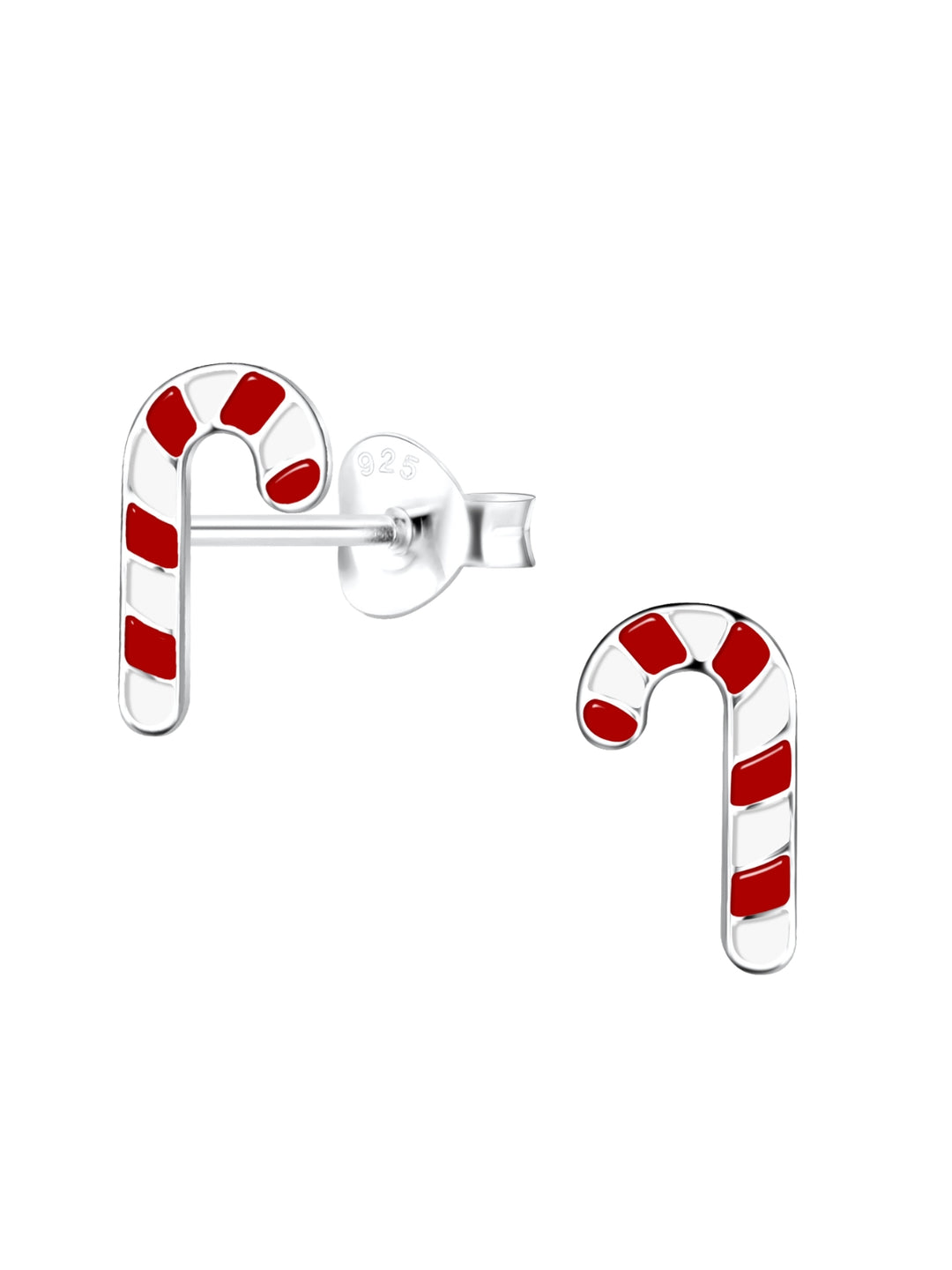 Sterling Silver Stud Earrings Candy Cane