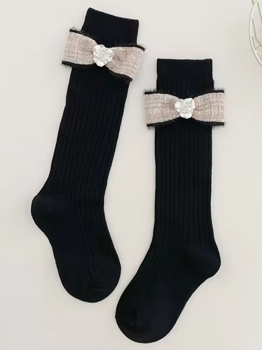 Knee-High Socks with Pearl-Embellished Bowknot Mia Belle Girls