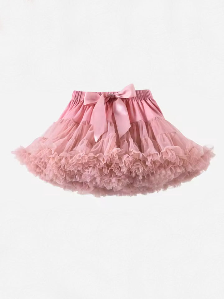Adorable Fluffy Tulle Tutu Skirt with Satin Bow Mia Belle Girls