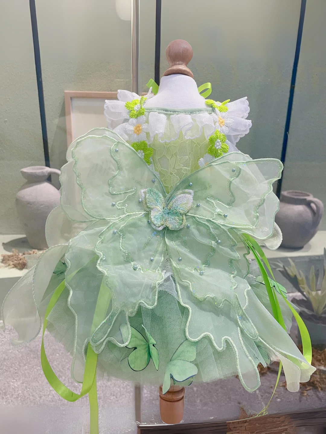 Dog Green Lace Flower With Wing Princess Halloween Dress Mia Belle Girls