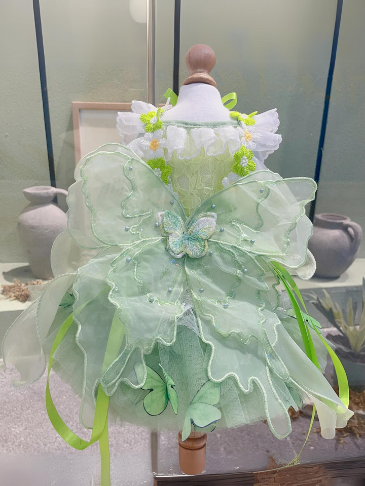 Dog Green Lace Flower With Wing Princess Halloween Dress Mia Belle Girls