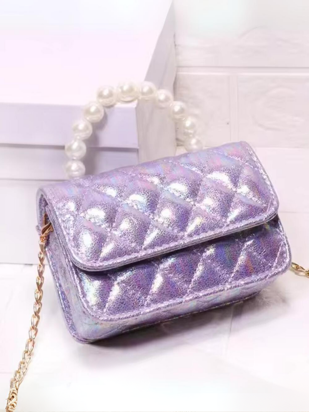 Sparkling Pearl Handle Crossbody Bag by Liv and Mia Mia Belle Girls