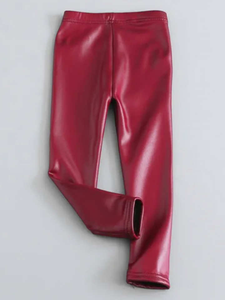 Mia Belle Girls Fleece-Lined Vegan Leather Leggings | Girls Casual