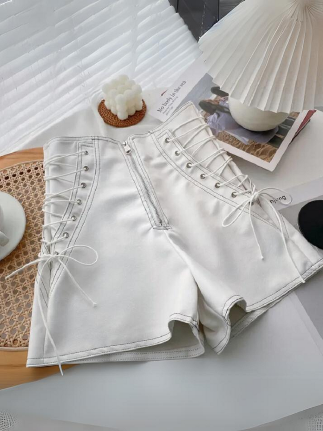 Mia Belle Girls Vegan Leather Lace-Up Shorts | Girls Elevated Casual