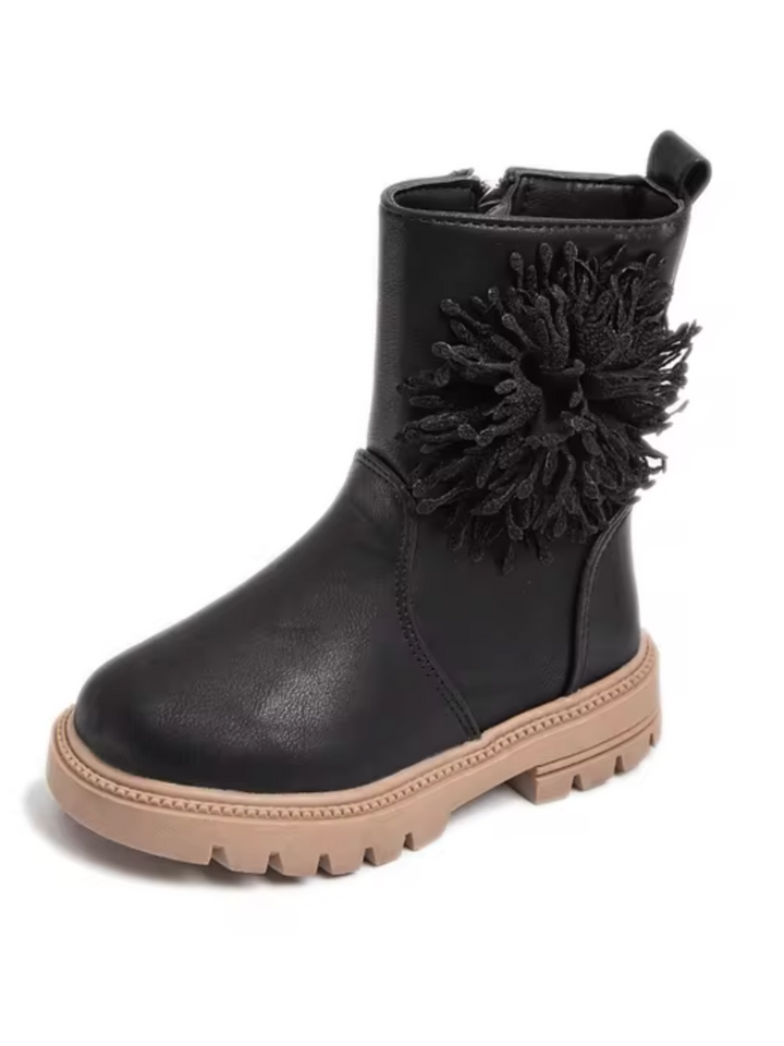 Girls Cute Non-slip Boots with Flower and Side Zipper By Liv and Mia Mia Belle Girls
