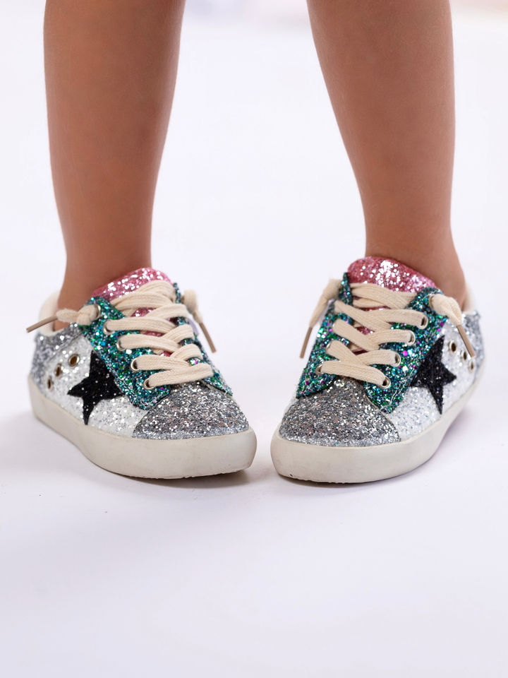Sequin Sensation Casual Silver Sneakers by Liv and Mia Mia Belle Girls