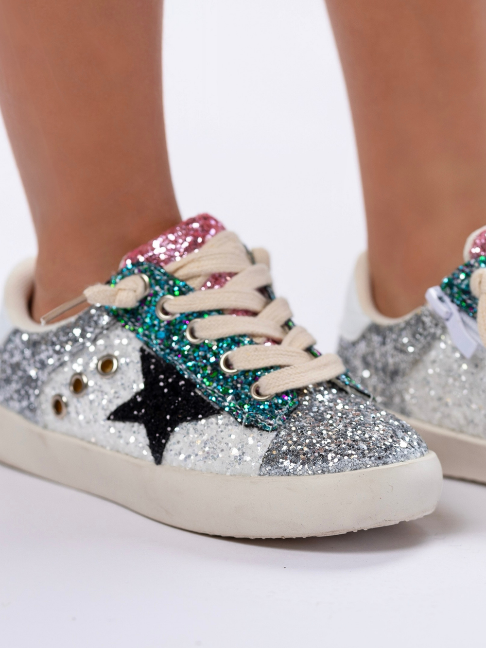 Sequin Sensation Casual Silver Sneakers by Liv and Mia Mia Belle Girls