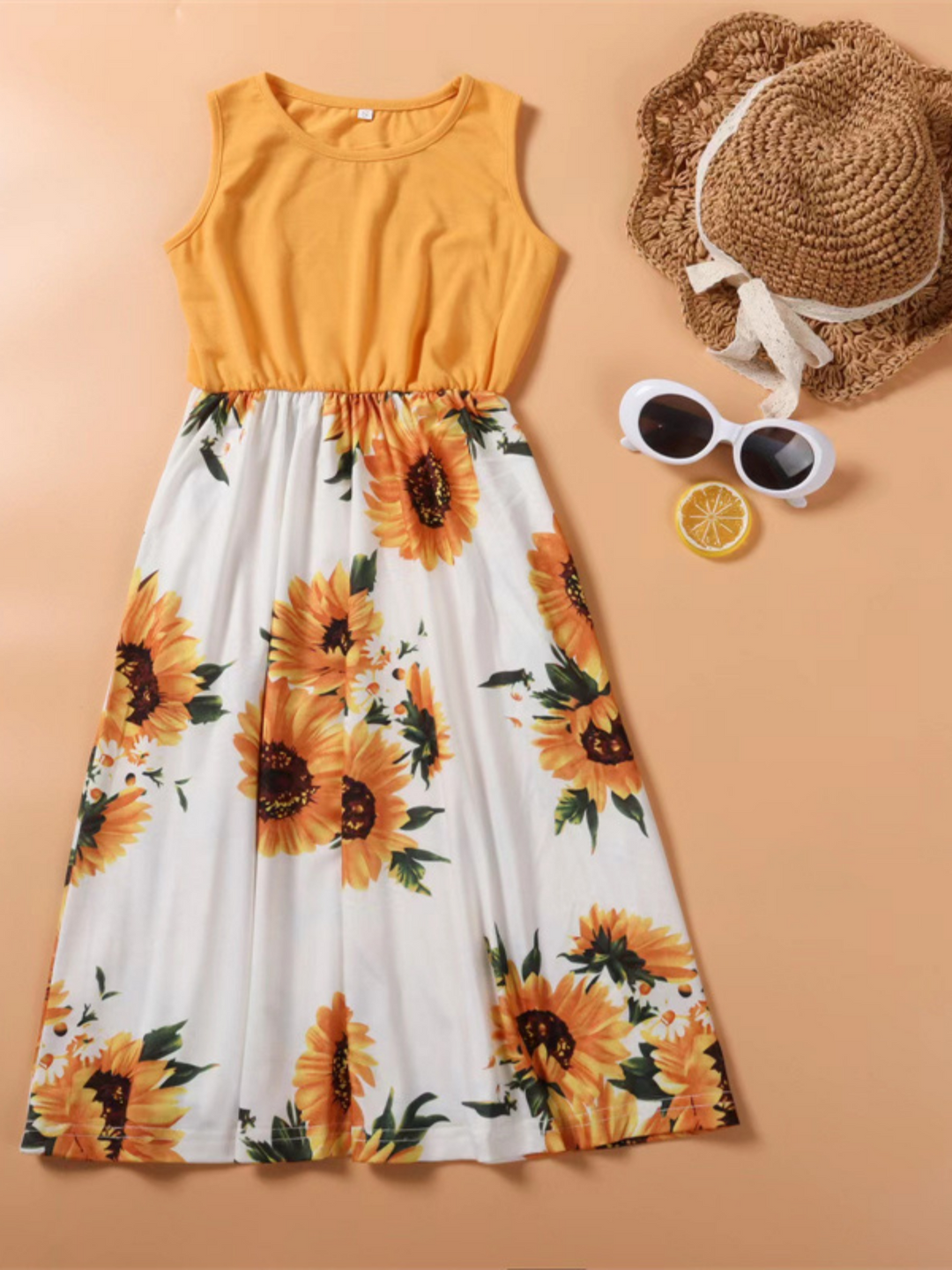 Mommy and Me Sweet Sunflower Maxi Dress Yellow / Mom-M
