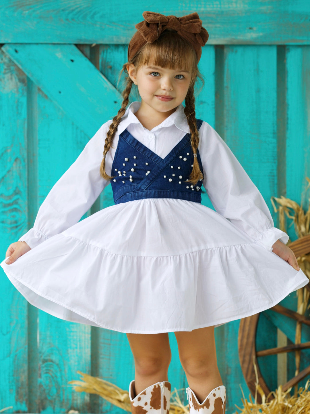 Delicate Dream Dress And Denim Vest Set Mia Belle Girls
