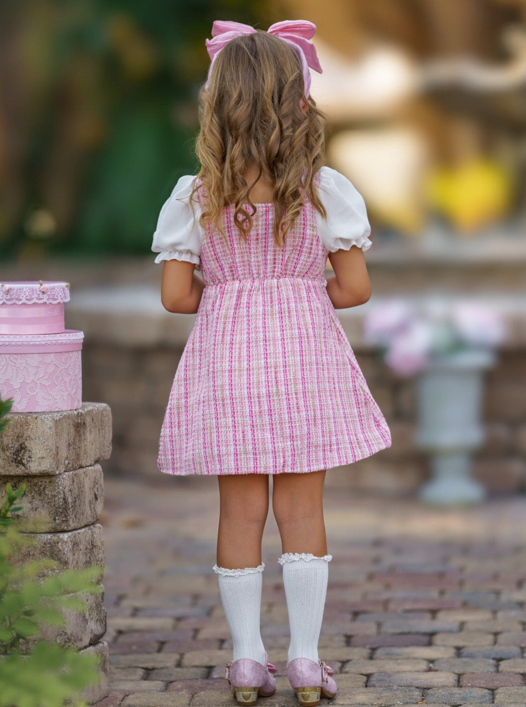 pink plaid dress Pink Plaid Pearl Dress Pink / 2T