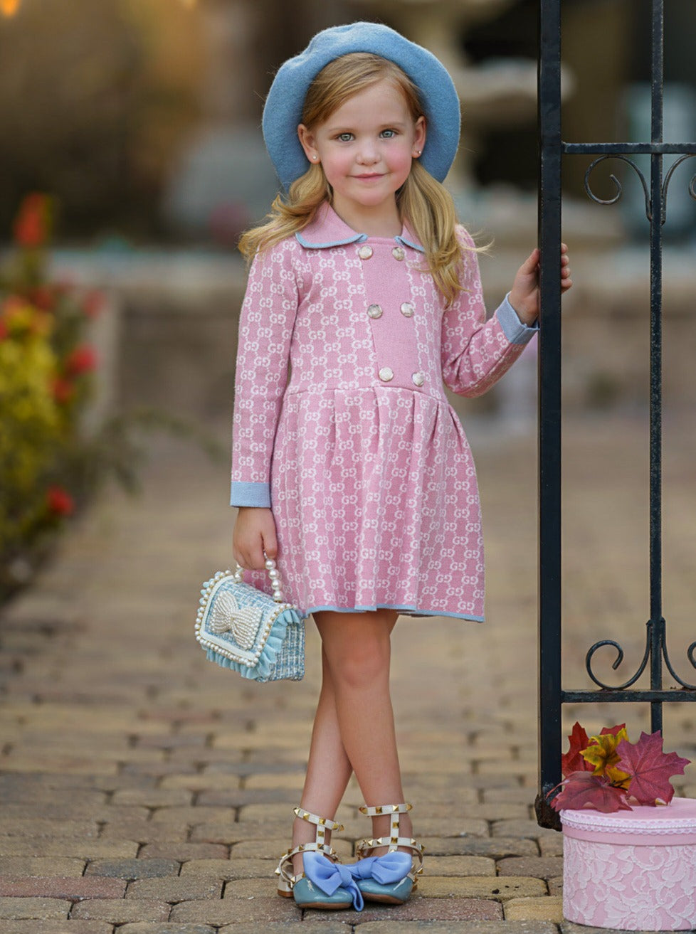 My Little Model Pink Monogram Dress Pink / 5Y
