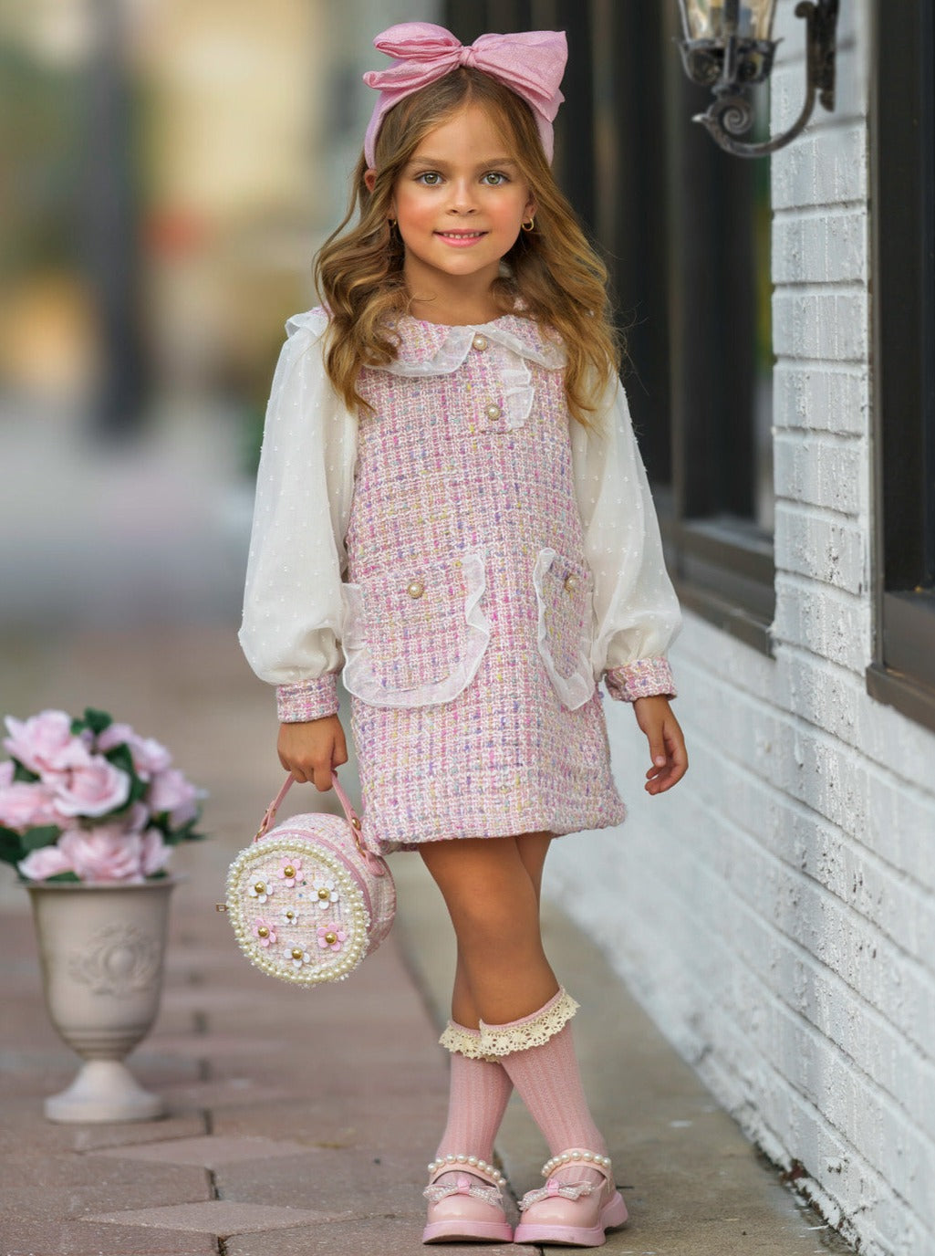 So Delicate Pink Tweed Dress – Mia Belle Girls