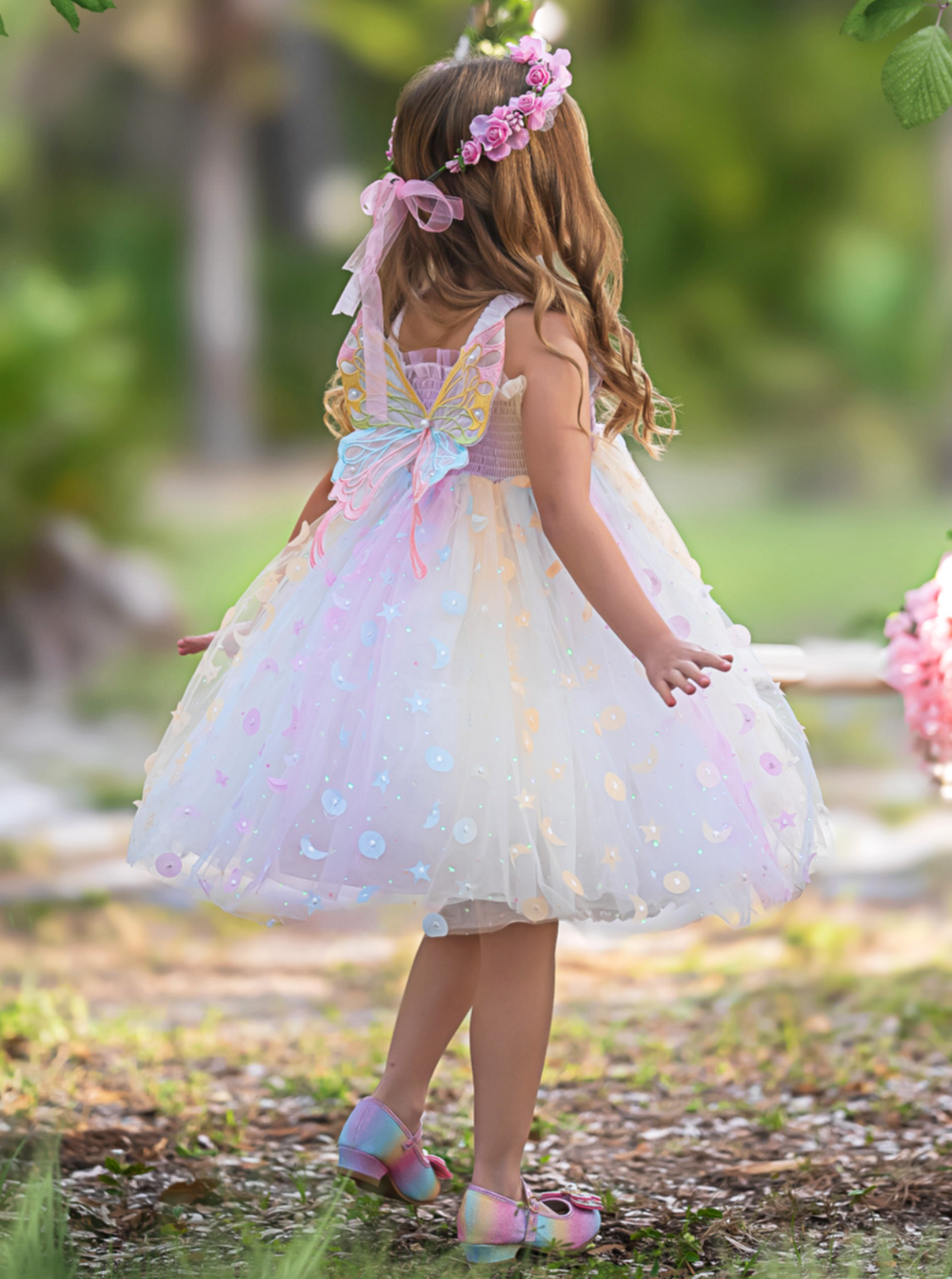rainbow white dresses Queen Rainbow Butterfly Smocked Dress Rainbow / 5Y