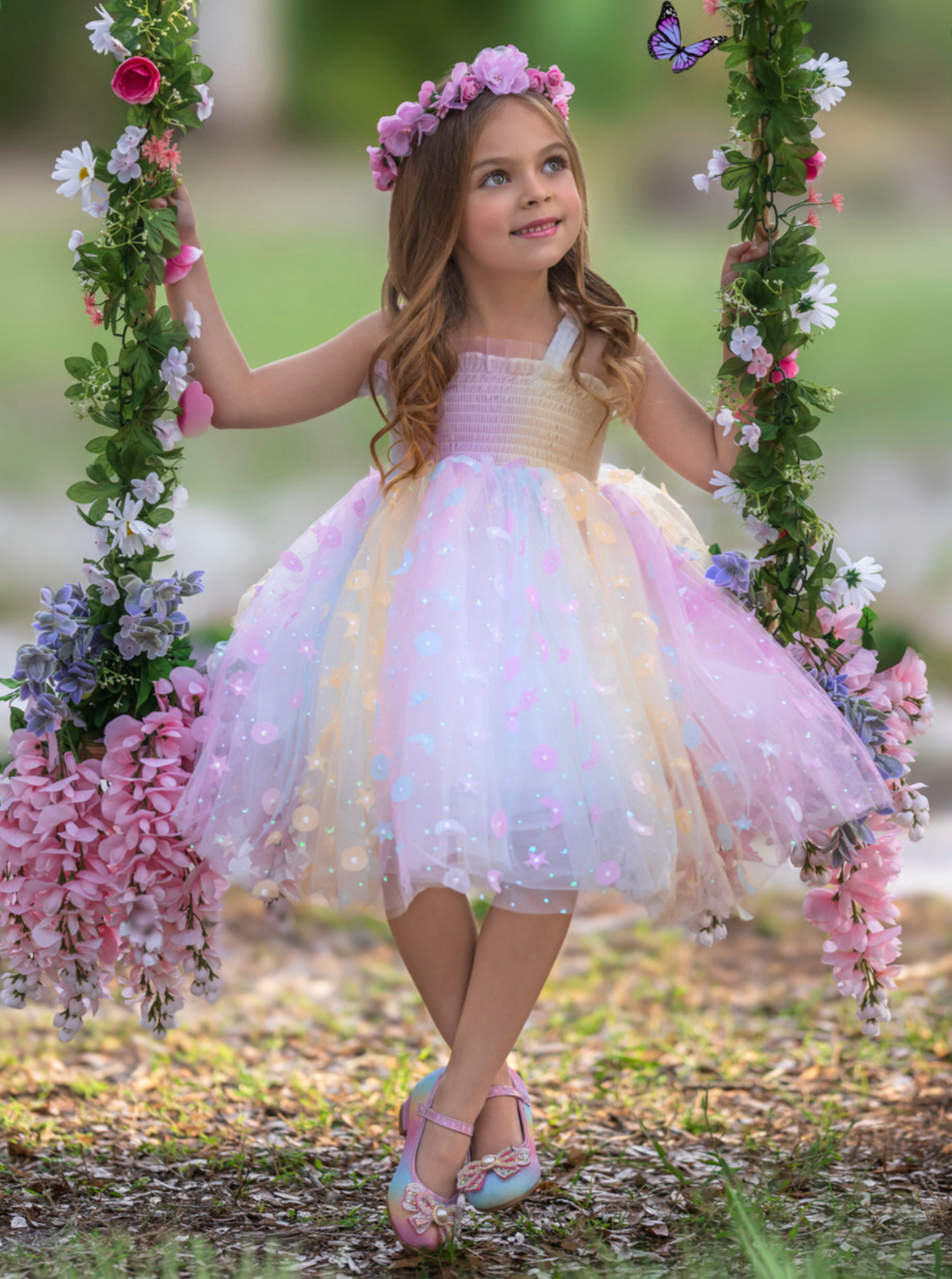rainbow summer dresses Queen Rainbow Butterfly Smocked Dress Rainbow / 5Y