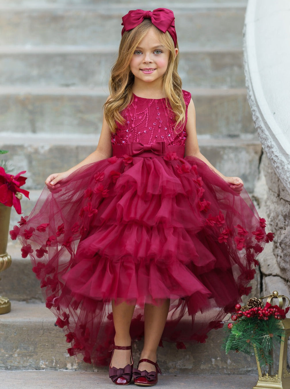 She Looks Like Magic Layered Tulle Dress Burgundy / 3T