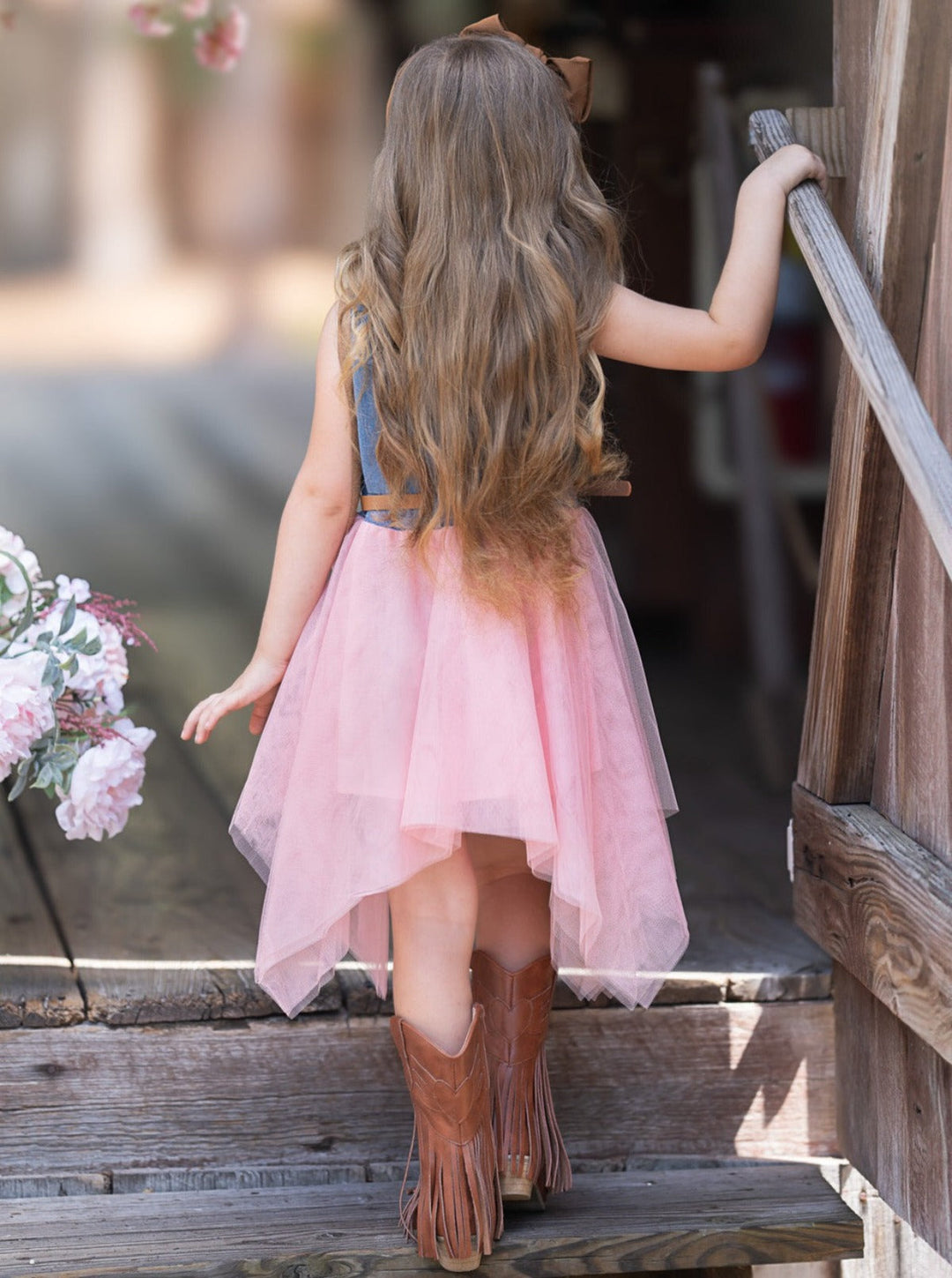 Giddy Up, Western Denim and Pink Dress Pink / 4T
