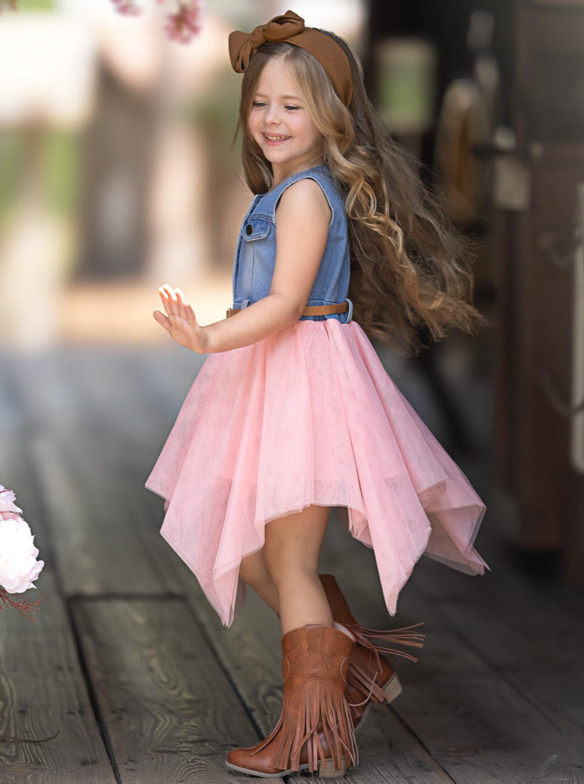 girls pink denim dress Dusty pink Denim shirt dress for kids