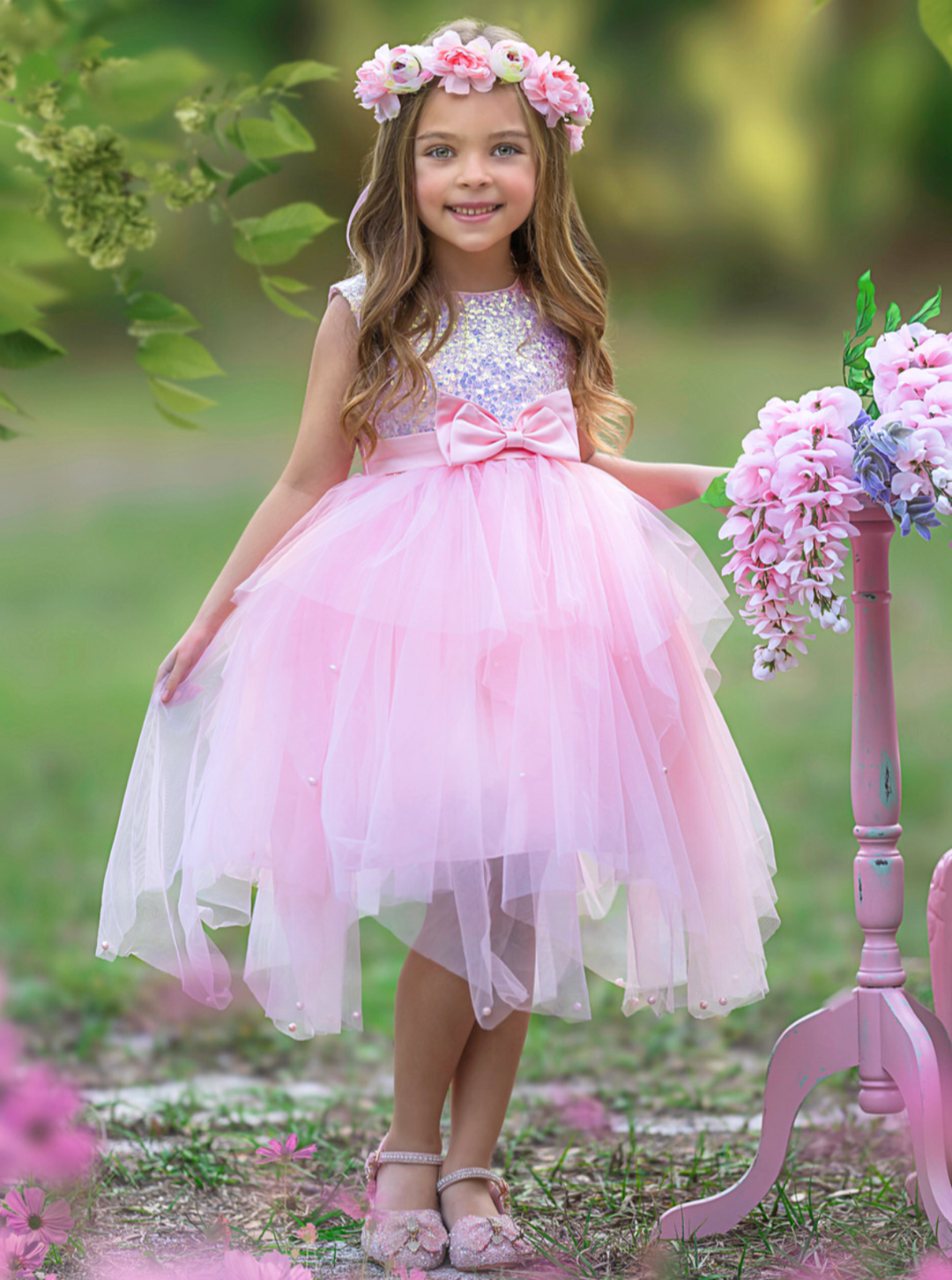 Sparkles and Twirls Pastel Pink Party Dress