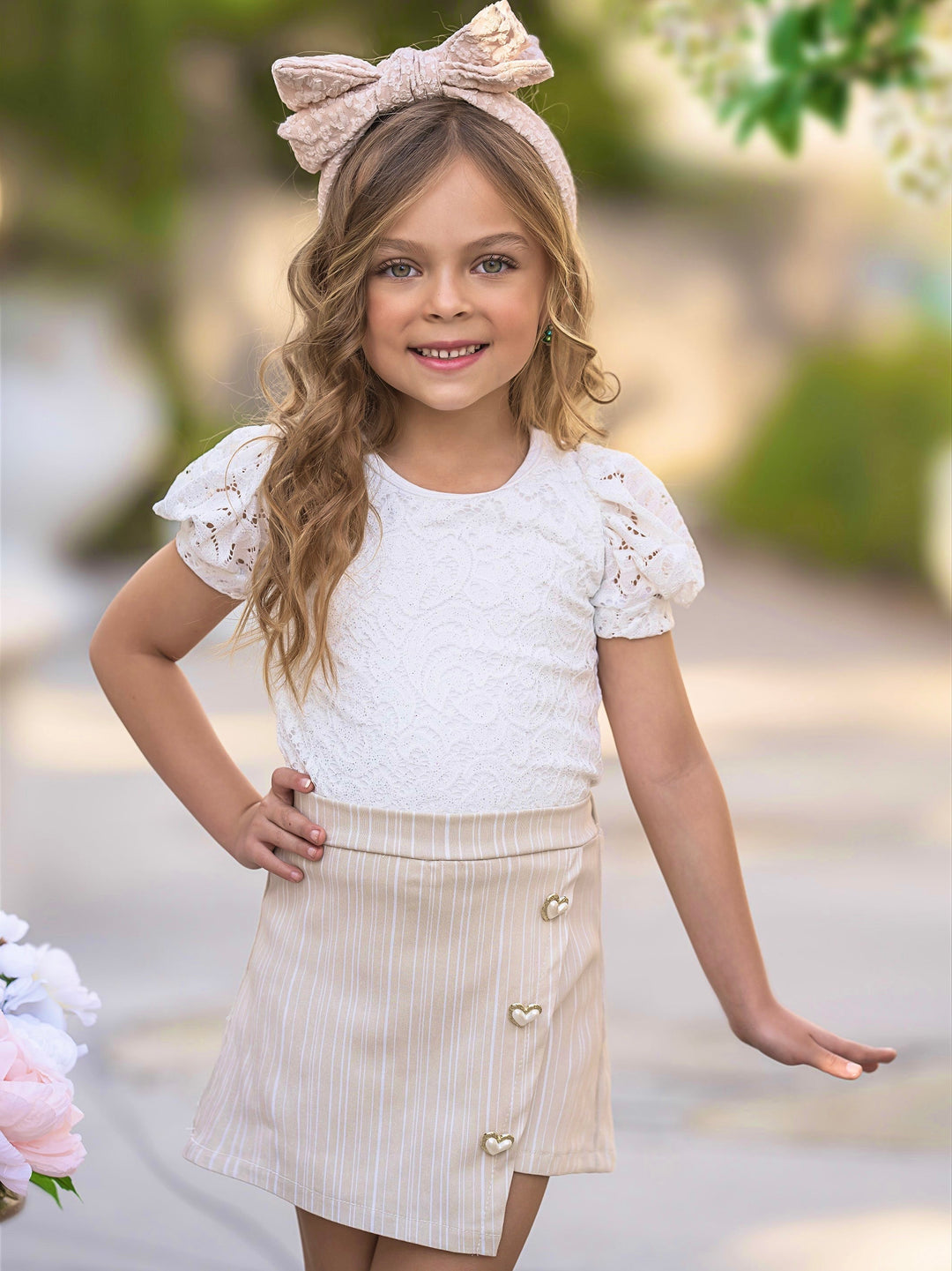 Forever In Style Lace Top and Skort Set Mia Belle Girls