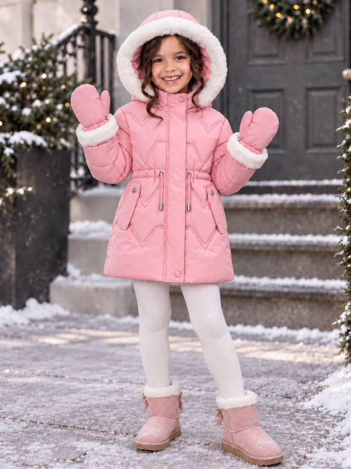 Girls Snow Angel Cozy Hooded Winter Coat