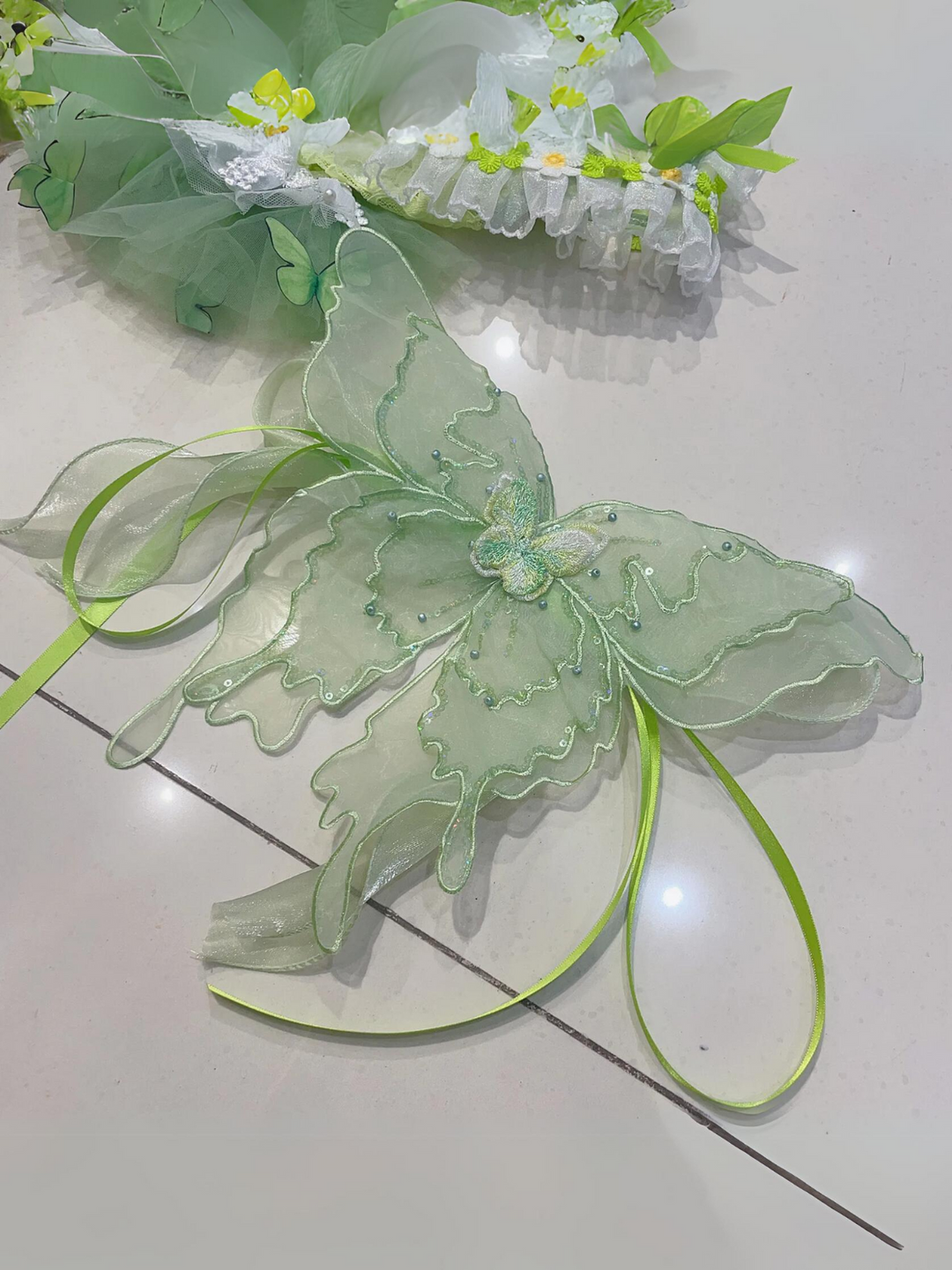 Dog Green Lace Flower With Wing Princess Halloween Dress Mia Belle Girls