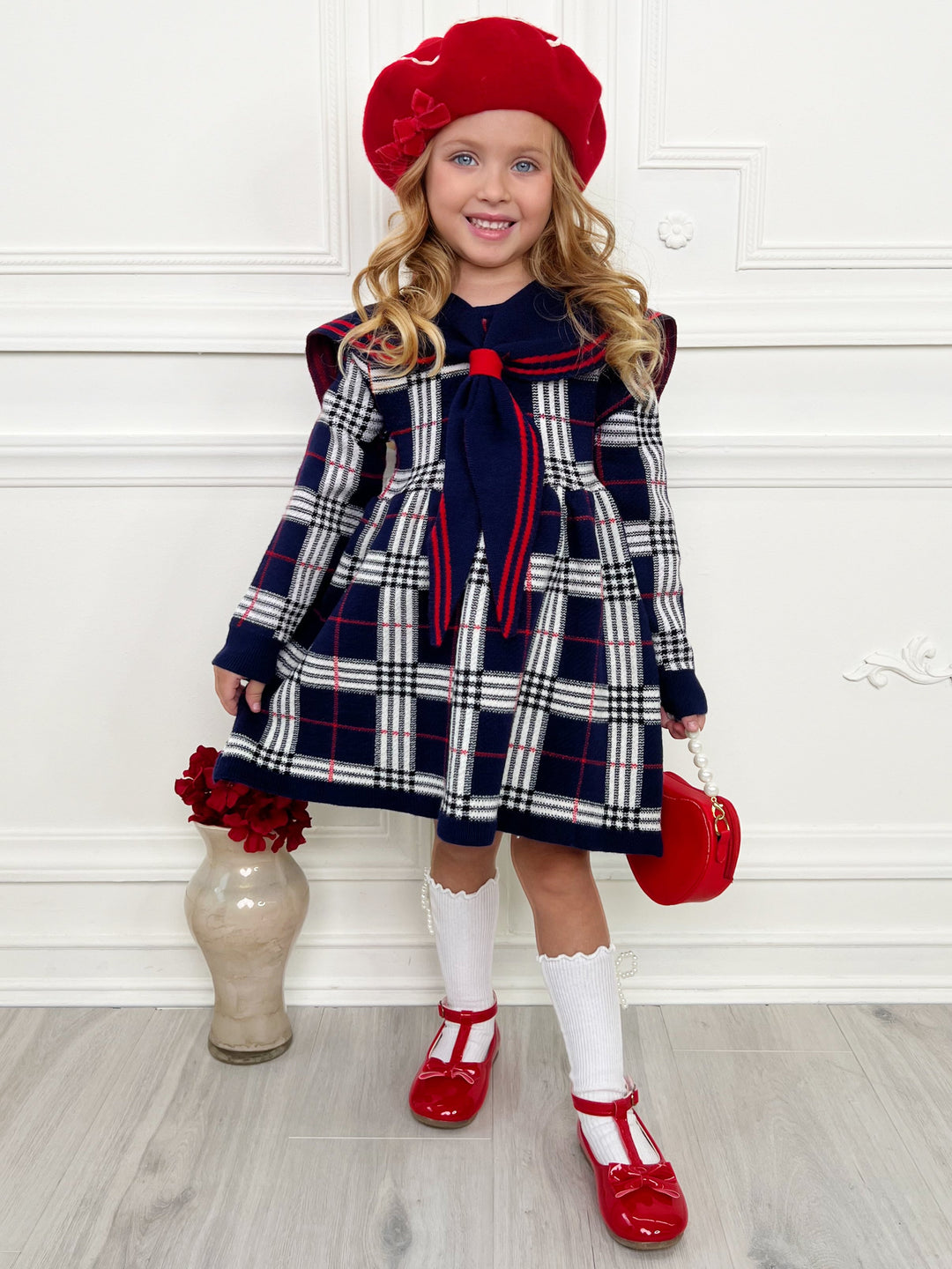 Adorable Plaid Sailor Collar Dress Mia Belle Girls