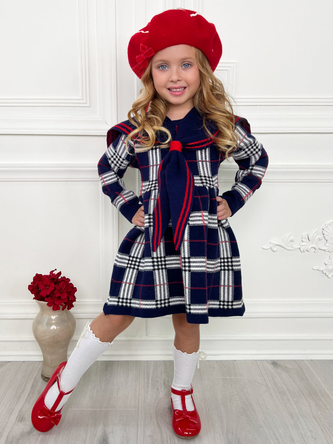 Adorable Plaid Sailor Collar Dress Mia Belle Girls