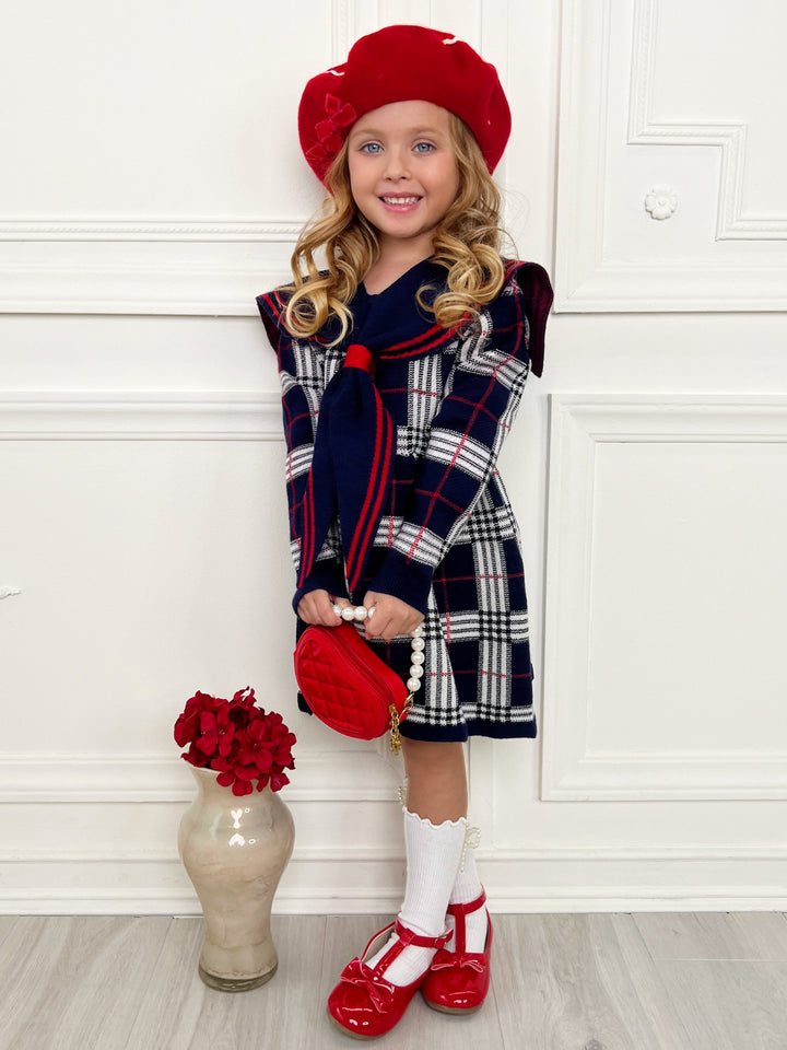 Adorable Plaid Sailor Collar Dress Mia Belle Girls
