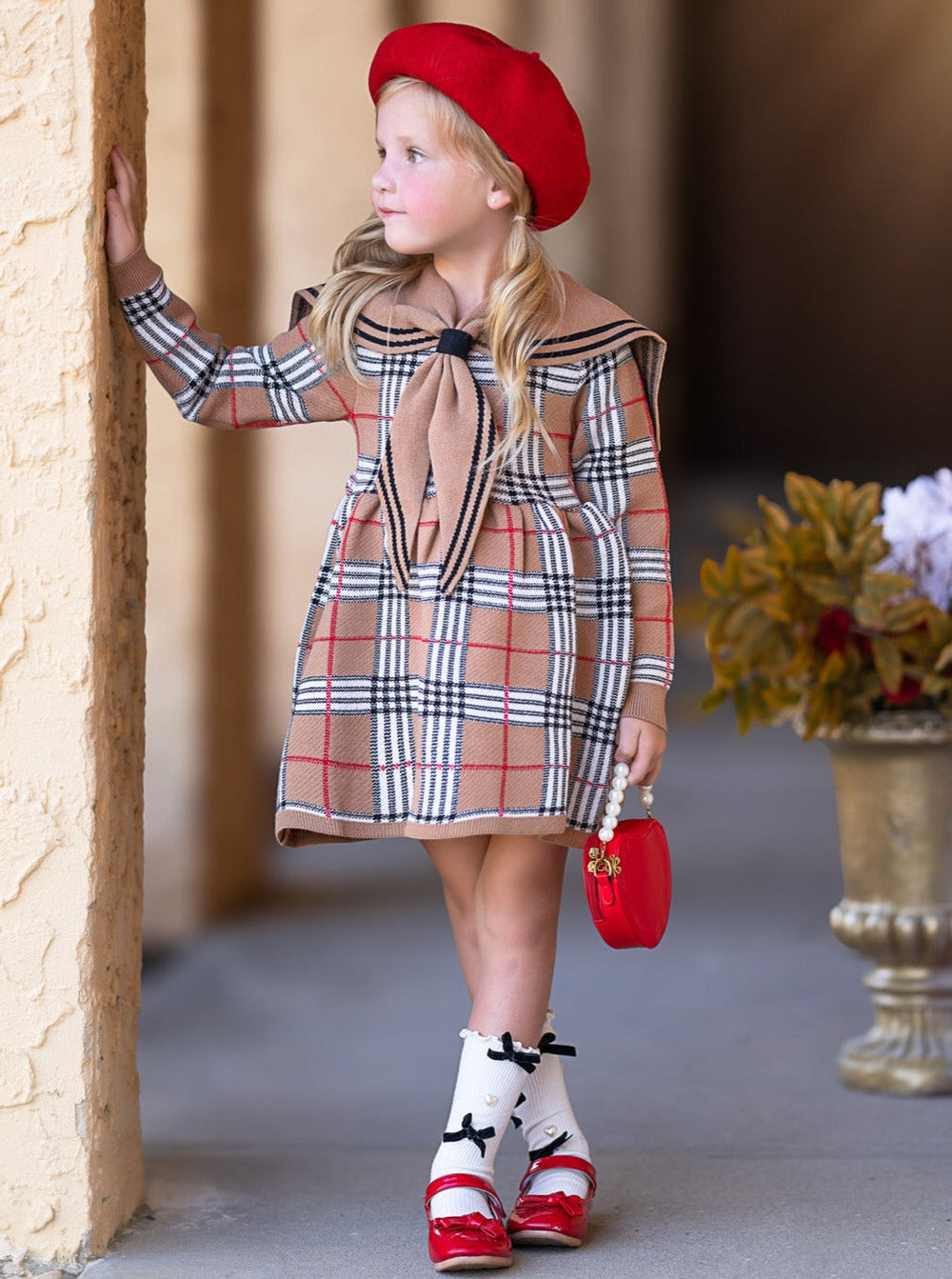 Adorable Plaid Sailor Collar Dress Mia Belle Girls