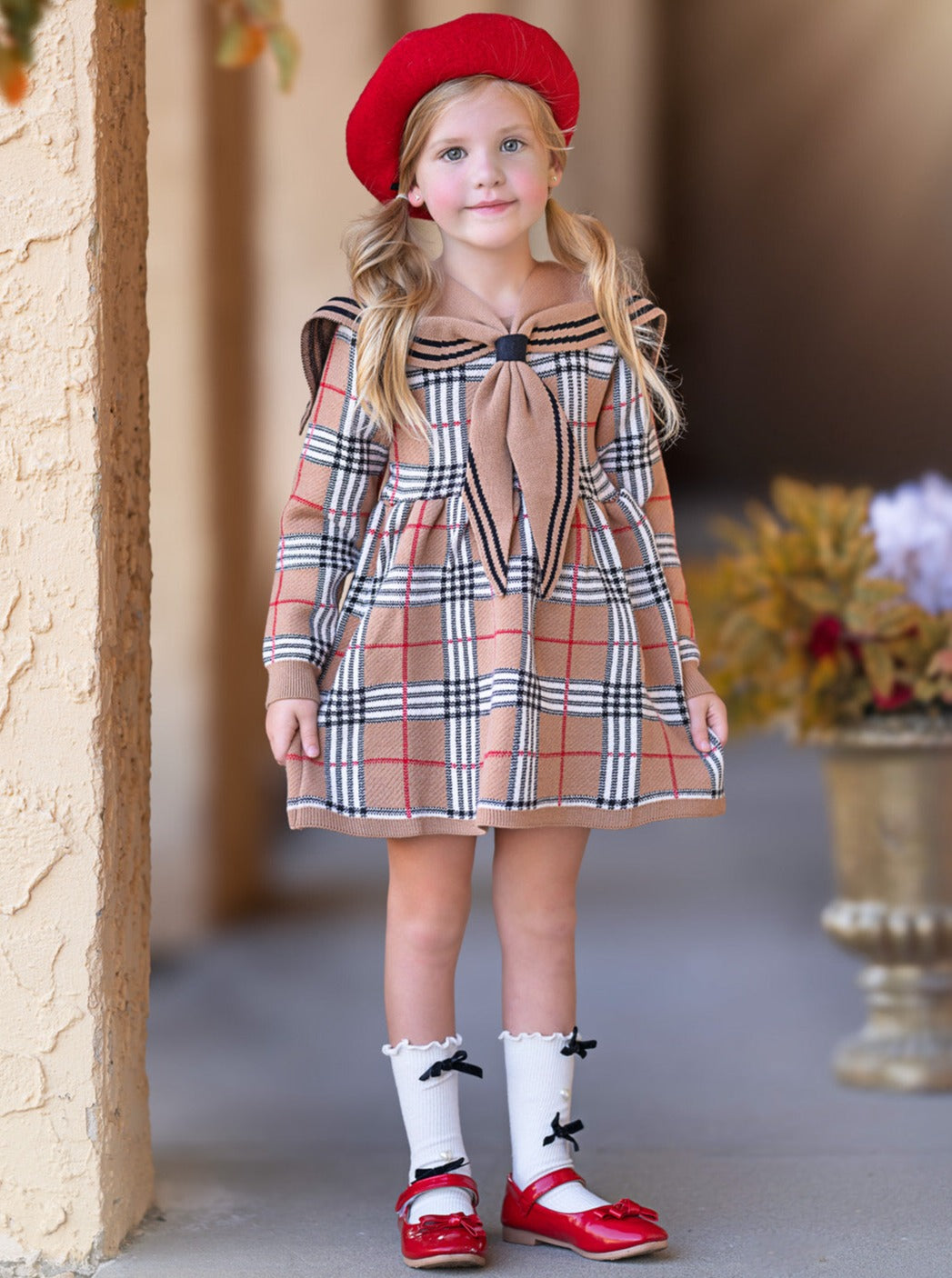 Adorable Plaid Sailor Collar Dress Mia Belle Girls