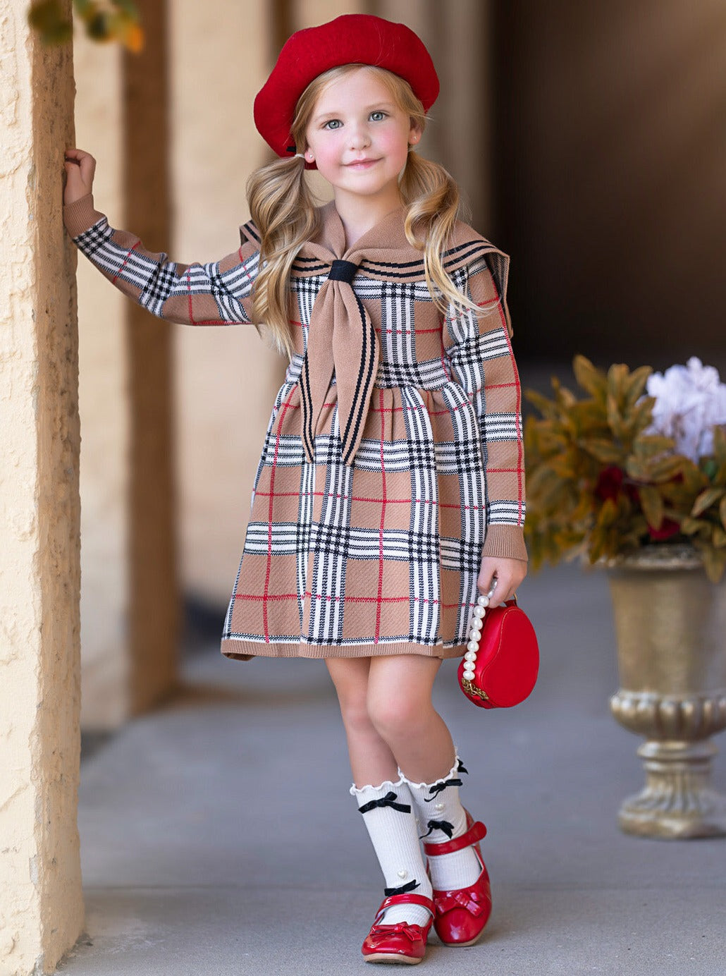 Adorable Plaid Sailor Collar Dress Mia Belle Girls