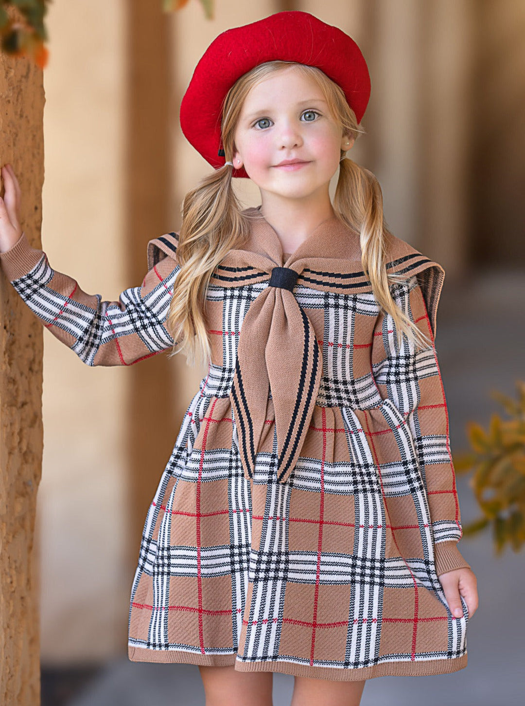 Adorable Plaid Sailor Collar Dress Mia Belle Girls