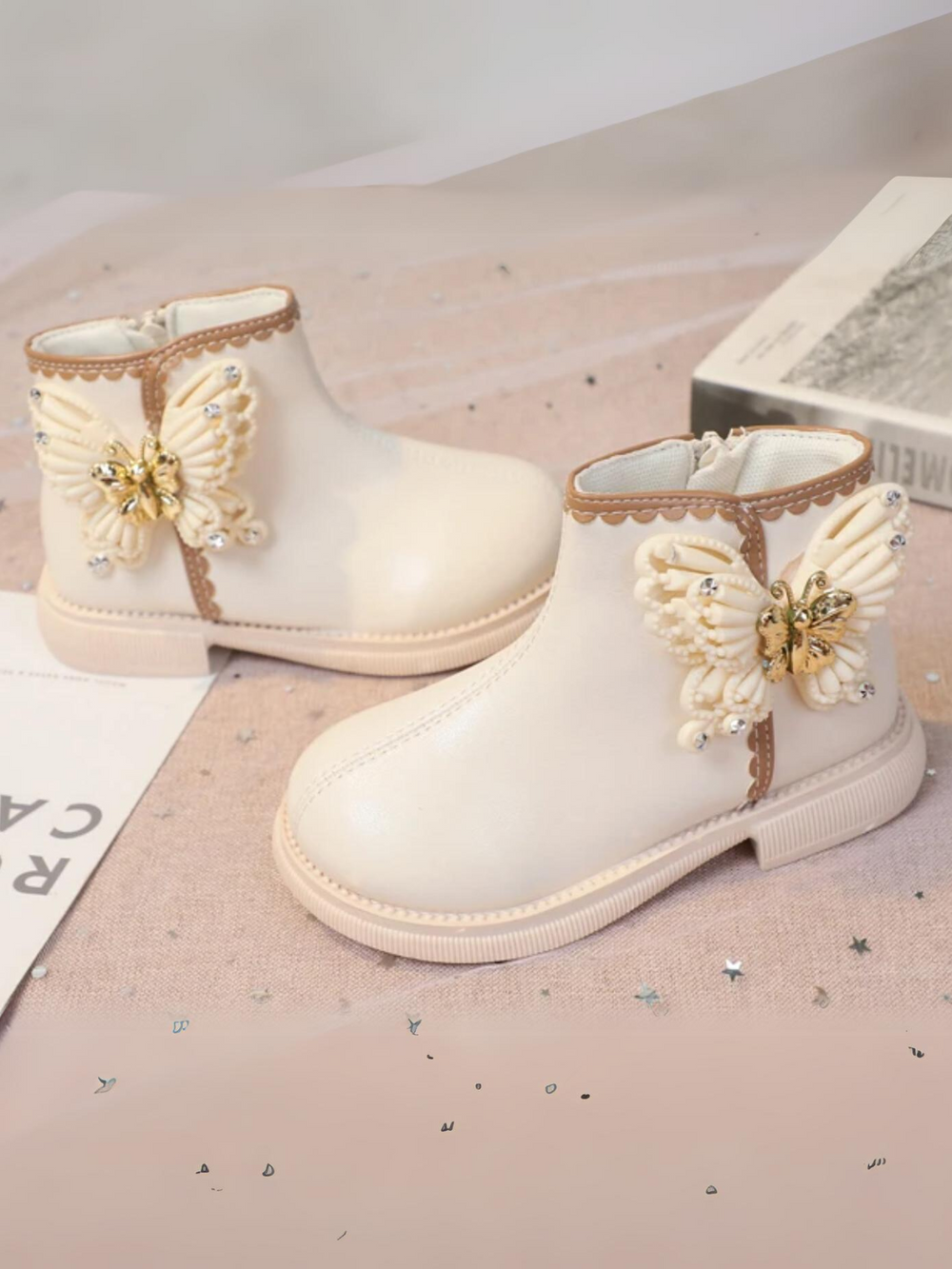 Girls Elegant Chic Casual Ankle Boots with Butterfly Design By Liv and Mia Mia Belle Girls